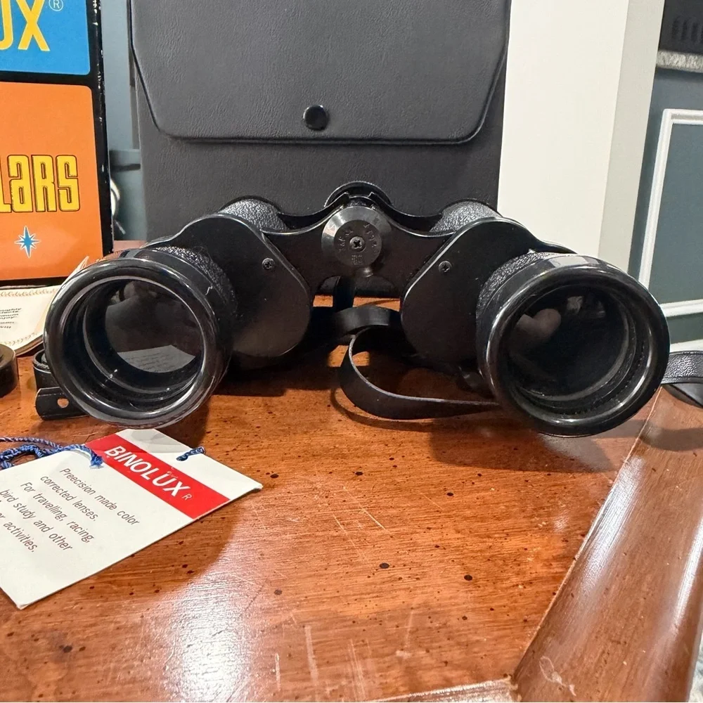 Binolux 4022 7x35 CF Binoculars Porro Prism Black w/ Case & Accessories
